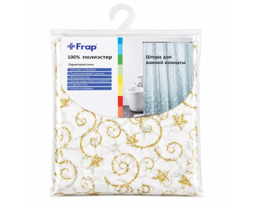 Штора для ванной FRAP F8808, белый, 180х180