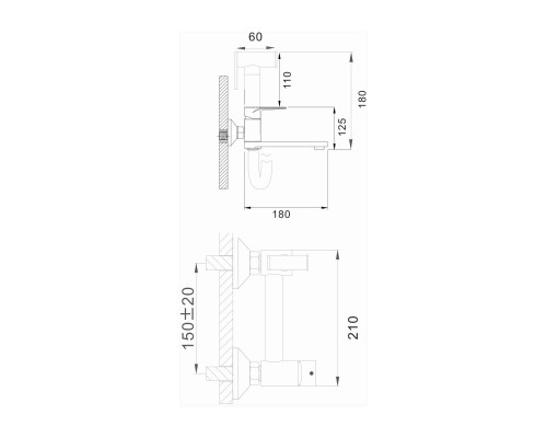 Гигиенический душ со смесителем и изливом D-Lin D181201, хром