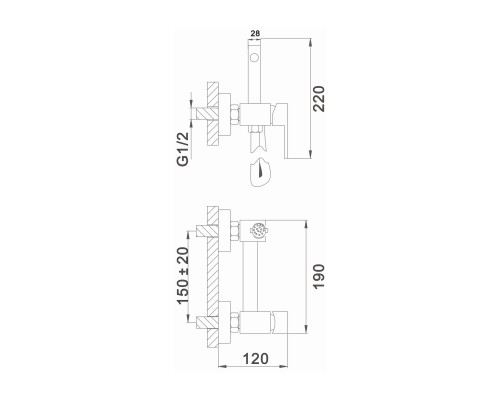 Гигиенический душ со смесителем D-Lin D180202-S, графит