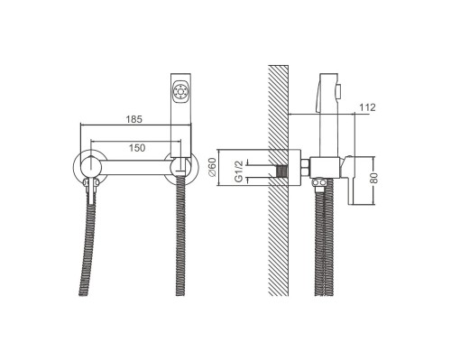 Гигиенический душ со смесителем BELZ B55803-5, брашированное золото