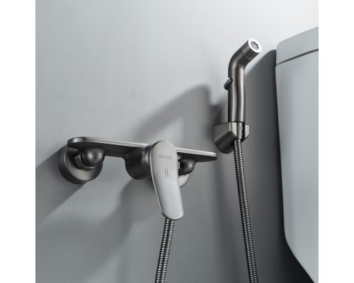 Гигиенический душ со смесителем Shevanik S4705T-1, оружейная сталь