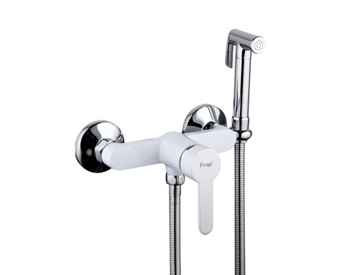 Гигиенический душ со смесителем FRAP F2041-8, белый/хром