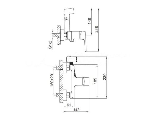 Гигиенический душ со смесителем FRAP F2071-9, оружейная сталь
