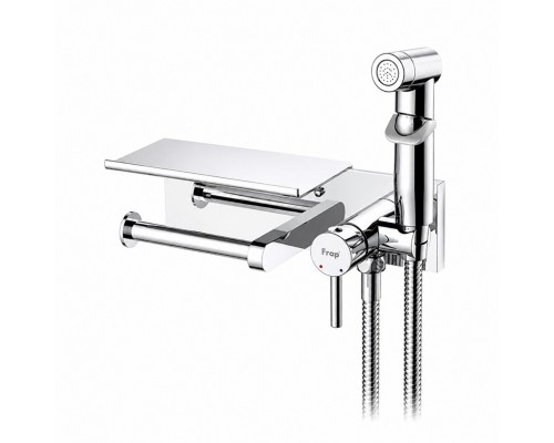 Гигиенический душ со смесителем и полочкой FRAP F2075, хром