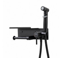 Гигиенический душ со смесителем и полочкой FRAP F2075-6, черный