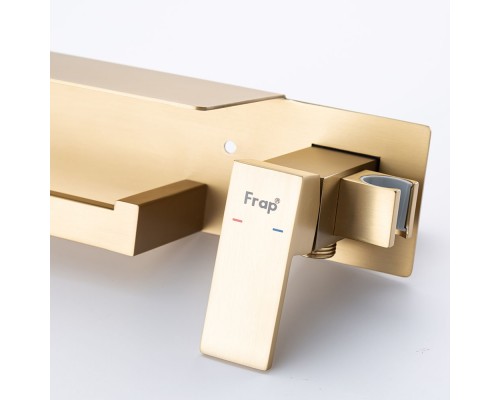Гигиенический душ со смесителем и полочкой FRAP F2076-3, золотой сатин