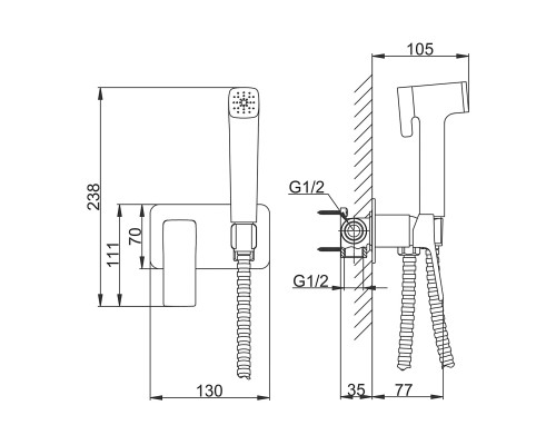 Гигиенический душ со смесителем FRAP F2084, хром