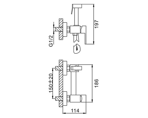 Гигиенический душ со смесителем FRAP F7504-6, черный