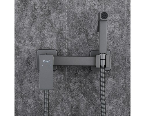 Гигиенический душ со смесителем FRAP F7504-9, оружейная сталь