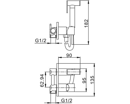 Гигиенический душ со смесителем FRAP F7505, хром