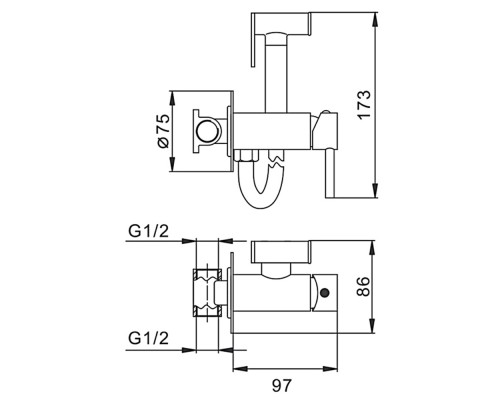 Гигиенический душ со смесителем FRAP F7505-2, хром