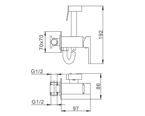 Гигиенический душ со смесителем FRAP F7506-6, черный