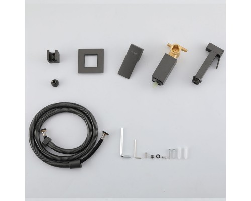 Гигиенический душ со смесителем FRAP F7506-9, оружейная сталь
