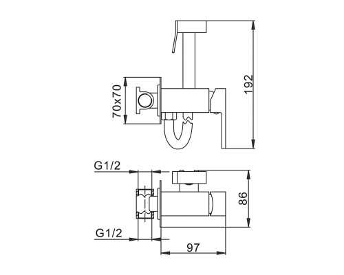 Гигиенический душ со смесителем FRAP F7506-9, оружейная сталь