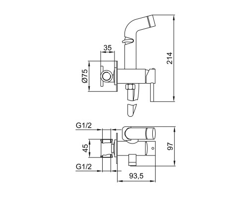 Гигиенический душ со смесителем FRUD R7505, хром