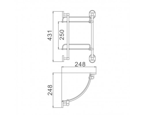 Полка стеклянная угловая D-Lin D262100, хром