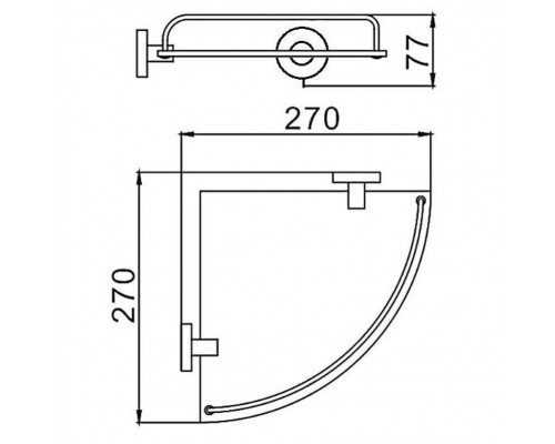 Полка стеклянная угловая D-Lin D264100, хром
