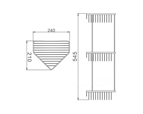 Полка угловая тройная Maretti AC58R335-3, хром