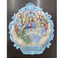Скульптура из смолы  Тайная вечеря Иисус и 12 учеников BLUE