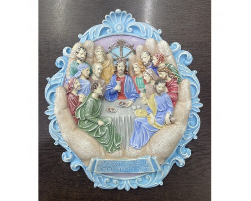 Скульптура из смолы  Тайная вечеря Иисус и 12 учеников BLUE
