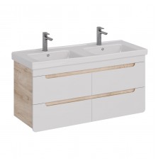 Тумба Lemark OLIVIA 125 см под 2 раковины, подвесная,4 ящика, цвет корпуса: Дуб кантри, цвет фасада: