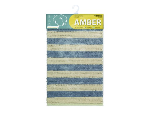 Коврик для ванной 1-ый Fixsen AMBER, FX-8040W, mix синий+бежевый, 50х80см 