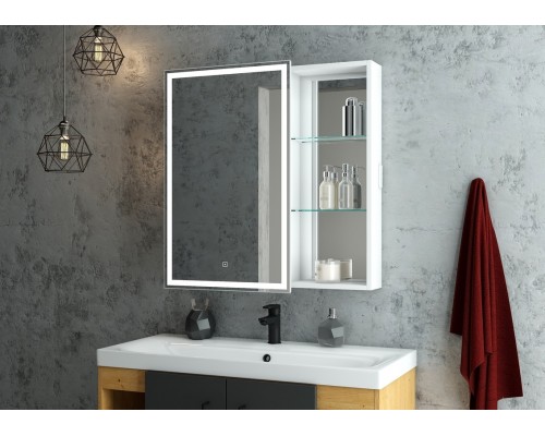 Зеркало-шкаф Aperio LED 800х800 левый с розеткой