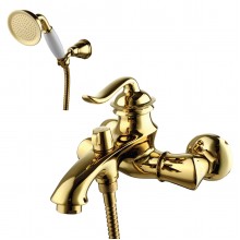 Brava Смеситель для ванны, монолитный излив 196мм лейка, р/ОД, золото, LM, LM4712G