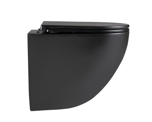 GLAZER BLACK MATT Унитаз подвесной безободковый с сиденьем микролифт,черный, LM, 9612004
