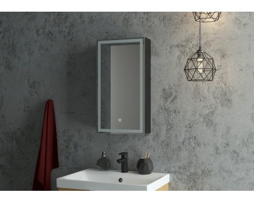 Зеркало-шкаф Mirror Box black Led 350х650 левый