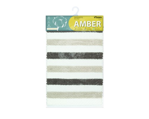 Коврик для ванной 1-ый Fixsen AMBER, FX-8040Z, mix (серый+бежевый+белый), 50х80см