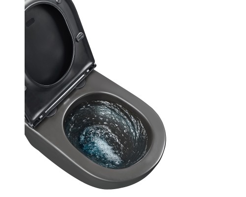 GLAZER BLACK MATT Унитаз подвесной безободковый с сиденьем микролифт,черный, LM, 9612004