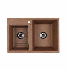 Мойка для кухни  Делия 78 DBL  780x520x218 мм, прямоуг. с крылом, терракот