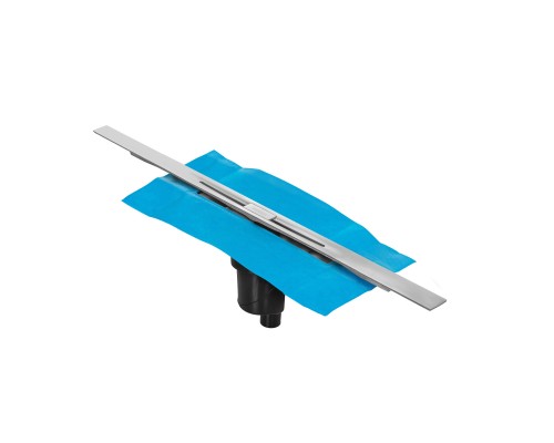 Желоб водосток SIMPEL 800, матовый хром, S-сифон D50/105 H50 вертикальный, BERGES