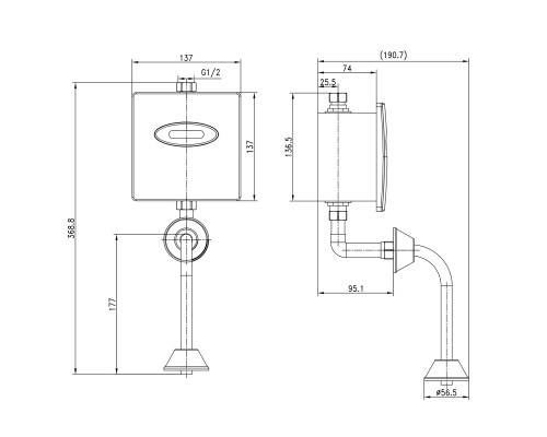 Project Смывное устройство для писсуара, встраиваемый, Сенс, матовый, LM, LM4657CE Project Смывное устройство для писсуара, встраиваемый, Сенс, матовый, LM, LM4657CE