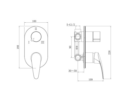Смеситель Lemark Linara LM0428C для ванны и душа, встраиваемый
