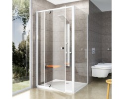 [334503] Душевой уголок Ravak Pivot PDOP2+PPS 100 х 100 см, профиль белый, ручки и петли хром, витраж транспарент, 03GA0100Z1/90 +75680 ₽