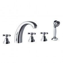 Смеситель вентельный на борт ванны с душевым комплектом и изливом GAUDI 3132CG