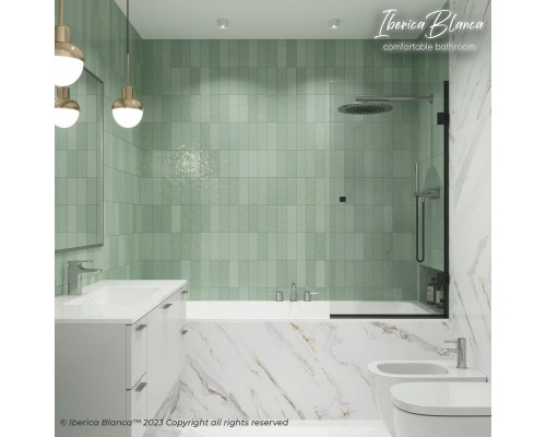 Шторка для ванны IBERICA BLANCA Mod.404 распашная прозрачное стекло/черный 70х140см (IB404.SB.140.70)