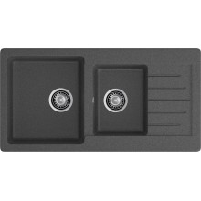 GRANFEST Мойка композит PRACTIK GF-P--980KL  2 чаши с  крылом 980*510 мм графит арт.GF-