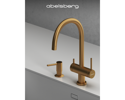 Смеситель д/кухни Abelsberg Aera AWF70029BG с фильтром д/воды, цвет королевское золото