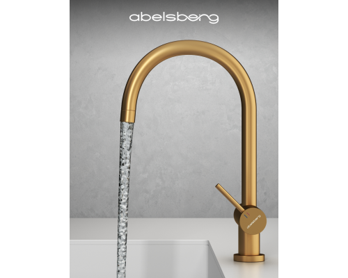 Смеситель д/кухни Abelsberg Aera AWF70029BG с фильтром д/воды, цвет королевское золото
