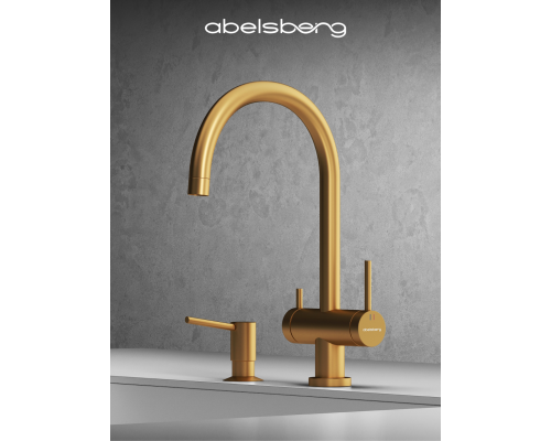 Смеситель д/кухни Abelsberg Aera AWF70029BG с фильтром д/воды, цвет королевское золото