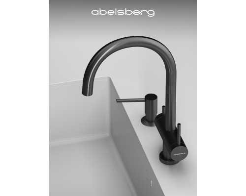 Смеситель д/кухни Abelsberg Aera AWF70029GM с фильтром д/воды, цвет космическая сталь
