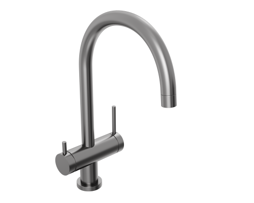 Смеситель д/кухни Abelsberg Aera AWF70029GM с фильтром д/воды, цвет космическая сталь