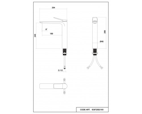 Смеситель д/раковины Abelsberg Intensa EGF23521MB высокий, вулканический черный