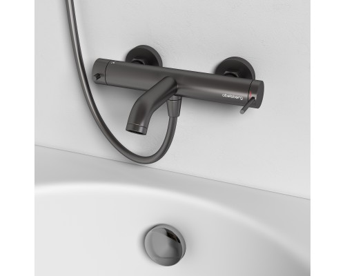 Смеситель д/ванны и душа Abelsberg Fluida ERF22516GM, космическая сталь