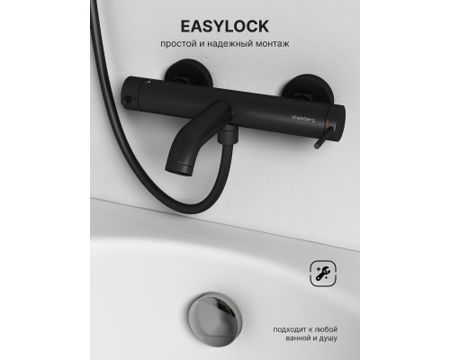 Смеситель д/ванны и душа Abelsberg Fluida ERF22516MB, вулканический черный