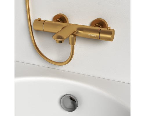 Смеситель д/ванны и душа Abelsberg Perfecta INF61101BG с термостатом, королевское золото