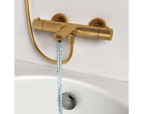 Смеситель д/ванны и душа Abelsberg Perfecta INF61101BG с термостатом, королевское золото